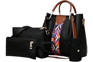 AEGJEGVD 2025 Sac à Main Femme 4pcs Sacs Bandoulière Femmes Cuir Pochettes Bandoulière Mode Sacs Portés Main D'Épaule Fourre-Tout Portefeuille Set Voyage Quotidien Travail École Pas Cher