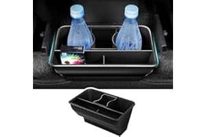 Karltys Rear Center Console Organizer for Tesla Model Y 2020-2023 Accessories 2nd Row Back Seat Storage Box Under Seat Rear Middle Air Outlet Container Bin ABS Black