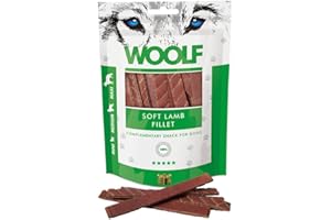 Woolf Snacks, filetes tiernos de Cordero para Perro 100g. Premios, chuches Naturales para Perro con Forma de Filete