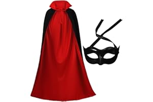 DECHOUS Vampirumhang: Vampir KostüM Damen&Herren Cosplay Teufel Kostüm Doppelseitig Roter Umhang FüR Mottoparty, Karneval, Halloween