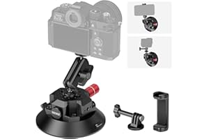 NEEWER 4,5" Kamera Halterung mit Saugnapf und Kugelkopf Magic Arm, kompatibel mit ARRI 1/4"l 3/8" Löcher, Auto Halterung und Action Cam Adapter, kompatibel mit iPhone GoPro DJI Insta360, CA105