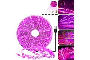 KYUQY - Tiras de luz LED de crecimiento para plantas de interior, impermeable, de espectro completo, USB de 10 pies, 180 LED, lámpara de cultivo flexible para plantas de interior, suculentas