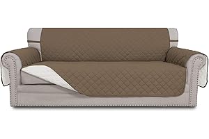 Greatime Sofa Slipcover Reversible Sofa Cover Water Resistant Couch Cover Furniture Protector with Elastic Straps for Pets Kids Children Dog Cat(Oversized Sofa, Camel/Ivory)