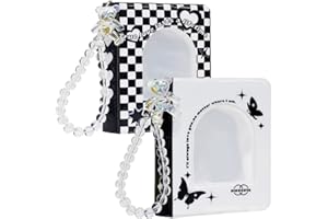 BABYFOND Kpop, 2 szt., 7 cm, uchwyt na karty fotograficzne, książki, mini album na karty fotograficzne, Kpop, 40 przegródek ze słodką bransoletką, uchwyt na karty fotograficzne (biały)