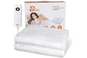 DOEL Heizdecke 160x140cm, Wärmeunterbett Doppel mit 10 Heizstufen, Elektrische Wärmedecke mit 3/12h Abschaltautomatik, Maschinenwaschbar Matratzenheizung, 220-230V, 50-60Hz, 115W, Weiß