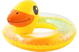 GROBRO7 Duck Inflatable Pool Float - Yellow Duck Giant Pool Float with Sequin, Cute Sparkling Pool Tubes Pool Toys Outdoors for Baby Kids Summer Beach Swimming Pool Party Decorations, Age 3 to 8