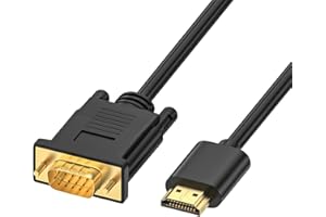 Loydia Adaptador HDMI VGA, 1080P HDMI a VGA cable Adaptador de HDTV a vga (Macho a Macho), Compatible con PC, Laptop, Desktop, Monitor, HDTV, Proyector (1.8M)