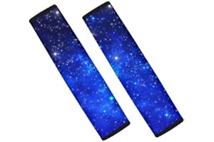 ‎CHAQLIN chaqlin Universelle Passform Sicherheitsgurtpolster für Damen, blau, mit Sternenmotiv, für Damen und Herren, glitzernd, Schulterpolster für Erwachsene und Kinder