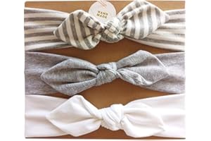COUXILY Neonate Fasce morbide in cotone Fiocco annodato con fiocco Fascia elastica Solido e stampato Fiocco di colore Fiocco per capelli per i più piccoli Neonati Set regalo per bambini (C10)