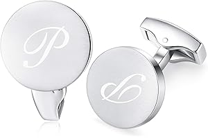 Honey Bear Briefe Initialen Buchstabe manschettenknöpfe Herren Edelstahl Hochzeit Cufflinks Manschettenknopf Gebürstetes Silber (P)