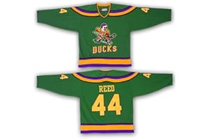 GMJAY Reed # 44 Maillot de Hockey sur Glace Mighty Ducks Film Hockey Vert Cousu Alphanumérique S-XXXL