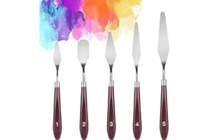 EHIOG 5 Stück Öl-Malen Spachteln Malmesser Set,Edelstahl Spachtel zum Ölgemälde,Perfekt für Ölmalerei,Gouache, Aquarell, Felsmalerei