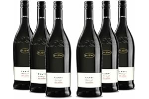 Canti - Merlot Terre Siciliane I.G.T., Vin Rouge Italien Sec Sicilien, Saveur Ronde avec un Goût Fruité et des Notes de Chocolat Noir, 6x750 ml