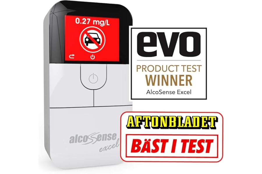 AlcoSense Excel Breathalyser | Auto Express “Best Buy” 2025/26 & Evo Magazine Award Winner| Police Derived Fuel Cell Breathalyzer Sensor | Precision Alcohol Tester Designed in the UK