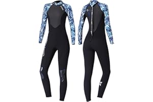 Heavyoff Wetsuits Men 3mm Neoprene Full Body Diving Suit Long Sleeve Back Zip UV Protection for Surfing Snorkeling Kayaking
