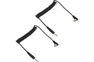 Futheda 2 Piezas Cable de extensión de Clavija Jack de 3,5 mm a Macho Flash PC Cable de extensión de 12 Pulgadas con Bloqueo de Rosca Compatible con cámaras DSLR