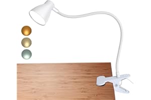 CeSunlight Clamp Desk Lamp, Clip on Reading Light, 3000-6500K Adjustable Color Temperature, 6 Illumination Modes, CRI>90, 6Watts (Adapter Not Included)