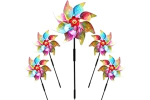 Yezirzax 5 Stücke Taubenabwehr Windrad, Magische Windmühle Obstgarten Reflektierende Windräder Vogelabwehr Vogelschreck Windrad Dekoration Garten für Protect Garten (Mehrfarbig 2)