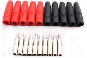 RUNCCI-YUN 10pcs 4mm Banana Femmina Isolato Jack Connettore Spine a banana saldare per 4mm Maschio Non Isolato Banana Plug Connettore Rosso+Nero