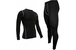 MINGHE Thermal Underwear Mens, Long Johns for Men Thermal Underwear Set Long Sleeve Base Layer Compression Suit Winter Thermals Top & Bottom for Workout Skiing Running