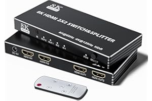8K HDMI 2.1 Splitter Switch 2x2, BolAAzuL HDMI Switcher 2 in 2 Out Support 4K/120Hz 8K/60Hz HDR HDCP 2.3 para Xbox Fire TV PS3/4