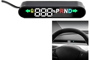 RANRAO Affichage tête haute HUD de voiture compatible avec Tesla modèle 3/Y, affichage avec puissance restante de la batterie, vitesse du véhicule, position de la vitesse, clignotants, 12V