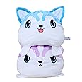 Grab Mantra Jumbo Reversible Cat Plush Toy – 40cm Double-Sided Flip Stuffed Animal Mood Plushie for Kids & Adults, Soft Cuddly Gift or Home Décor (Purple & Blue)