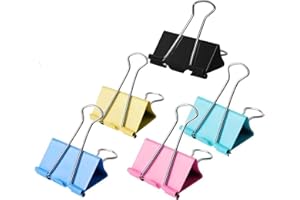 GENTLEWATER Bulldog Clips 60MM Extra Large 6PCS Paper Clips Heavy Duty Binder Giant XL Clip 2.4inch (Mixed Color)
