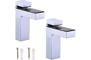 Fippy 2 szt. regulowany szklany wspornik półki, uchwyt na półkę w kształcie litery F zacisk z litego stopu cynku chromowane półki wsporniki na półkę o grubości 5-30 mm