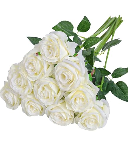 Wekuw Fiori Artificiali Rose di Seta, 15 Pezzi Rose Finte 2.7 x 20 in Bouquet Fiori Finti di Rosa con Steli Lunghi Realisticamente Morbido, per Decorazioni, Matrimoni E Abitazioni (Rosso brillante