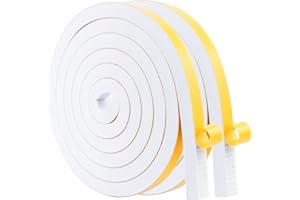 WochiTV Foam Draught Excluder Tape 12mm(W) x 12mm(T) White, Adhesive Weather Strip Insulation Seal for Window and Door, Anti-Collision Shockproof Furniture Protective, Total 4m(2 Strips, 2M Long Each)