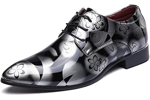 JOYTO Chaussure Homme Cuir, Lacets Derby Mariage Cuir Vernis Dressing Oxford Business Marron Rouge Bleu Gris 37-50