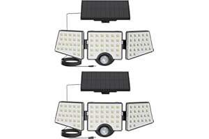 ‎LEPRO Lepro Solarlampen für Außen mit Bewegungsmelder, 1200LM IP65 Solarleuchte Aussen mit Separatem Solarmodul & 3 Verstellbarer Kopf, Solar Außenleuchte Wandleuchte 270 ° Winkel Außenlampe, 2 Pack