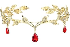 FAINCA Forêt Elfe Couronne, Coiffe Elfique, Mariée de Mariage Diademe Femme, Mode Vert Cristal Couronne, Accessoires Elfe, pour le Cosplay