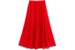 GOTHDEN Golden Service Femme Jupe Boheme Tour de Taille Elastique Casual en Chiffon Dress Plage Mariage Grande