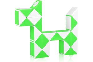 KidsPark Snake fidget Toy - 24 Parts Magic Snake Cube Twisty Puzzle Ruler, Speed Snakes for Christmas Stocking Fillers for Kids & Adults, Green