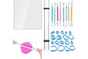 GETFACAI Clay Rolling Pin, Rolling Pin for Clay, Air Dry Clay Tools, Modeling Clay Tools Set for Pottery Clay Modeling Embossing, Clear Clay Art Craft DIY Clay Tool, Handmade Crafts Art Supplies