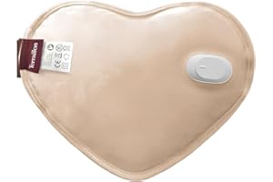 TERRAILLON - WITH LOVE, Bouillotte électrique, finition velours, Chargement rapide 8-12 min, Jusqu'à 6h de chaleur, Soulager les douleurs musculaires-menstruelles-articulaires, Rose beige