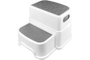Maxentico 2 Gradini Sgabello Bambini, Antiscivolo Scaletta WC per Bambini, Rimovibile Scalino per Bambini Bagno, Gradino Bambini Bagno, Sgabellino Bimbi, Toddler Step Stool, Tabouret Enfant (Grigio)