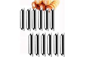 REYOK 12PCS/Set Stainless Steel Cannoli Form Tubi, Cream Roll Mold, Corno Tubo Baking Mold in Acciaio Inox, Rivestimento Antiaderente,Torta Pasticceria Spiral Roll Horn Stampo da Forno– 12,7 cm