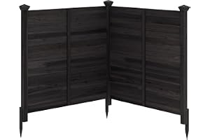 COSTWAY Trädgårdsstaket 2 delar, 119 x 119 cm, gran, staket med 3 stolpar, dekorativt insynsskyddsstaket, trästaket för luftk