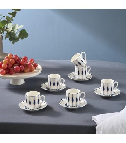 Service à Café Karaca Boyoz – 6 Tasses 85 Ml + Soucoupes – Porcelaine – Design Unique – Pour Café Ou Thé - 10