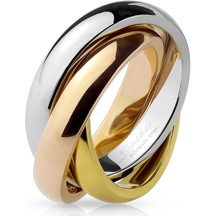 Bague Alliance Plaquée Or 18 Carats - 3 Rangs Oxydes De Zirconium - Largeur 3 Mm - Taille 50 à 60 - 10