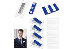 SIYINGSAERY 10 Stück Namensschilder Magnetisch Selbstklebend Namensschild Schilder Magnet Namensschilder Magnetische Ausweishalter mit 3 Neodym-Magneten für Ausweishüllen Beschriften(Blau)