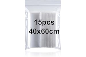 GUANGYUAN Sacchetti in Plastica Trasparente Richiudibili 40 * 60cm 15Pezzi Grandi Dimensioni Sacchetto Sigillato Borsa con Chiusura a Cerniera Applicano a Piumini, Coperte, Deposito di Vestiti