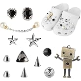 Pwsap Fresco Punk Adornos de Zapatos con Cadena, Remache Esqueleto Robot Oso Flor Diamante Encantos para Clog Sandalias, EMO