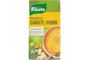 Knorr Passato Carota e Porro, Piatti Pronti Knorr con Ingredienti Naturali, Senza Coloranti e Senza Conservanti Aggiunti, Ricco di Fibre, Vegano, 500ml