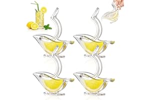 AUAUY Presse Citron Individuel Design Deluxe, Presse-Citron Presse-Agrumes Manuel Presse à Main Vaisselle en Acrylique Vaisselle de Service Transparente(4PCS Blanc)