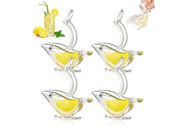 AUAUY Presse Citron Individuel Design Deluxe, Presse-Citron Presse-Agrumes Manuel Presse à Main Vaisselle en Acrylique Vaisselle de Service Transparente(4PCS Blanc)