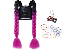 GYMARK Casco de cola de caballo para mujer, trenzas de pelo con ventosa para motocicleta, motocross, motocicleta, bicicleta, decoración de mujer, 2 piezas